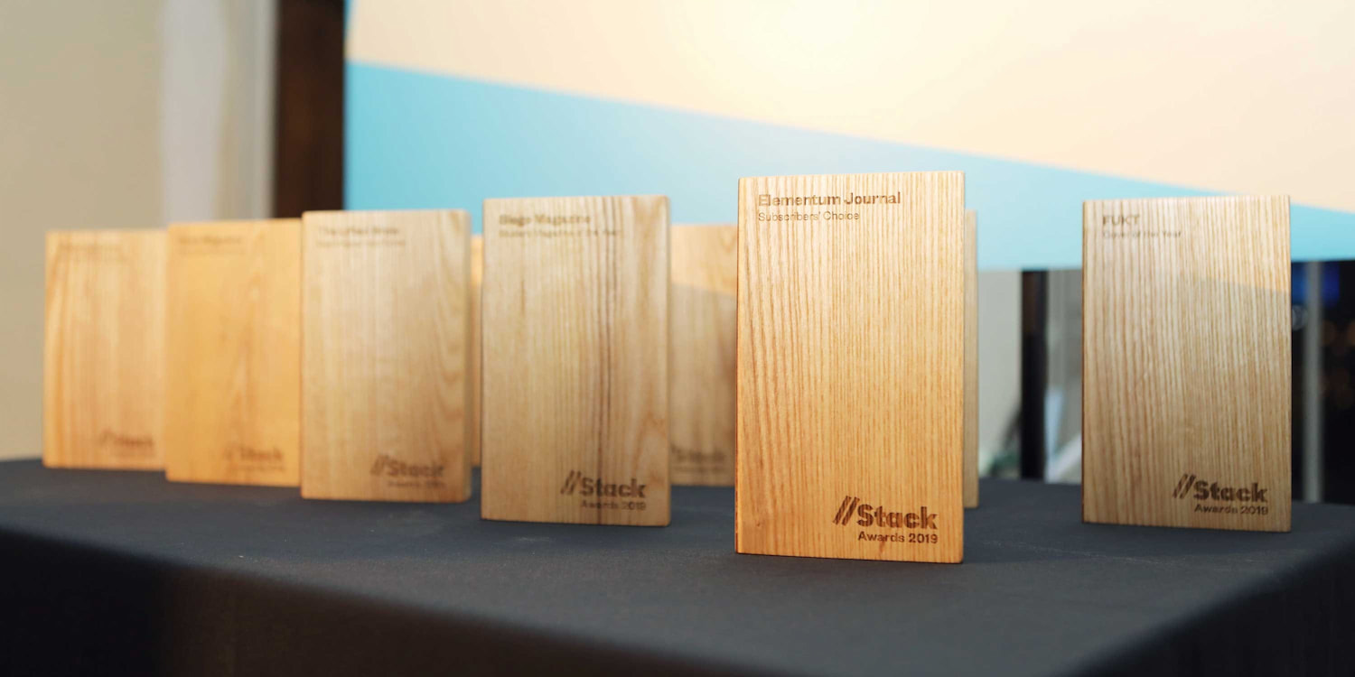 Stack Awards 2019 with Siege Magazine trophy